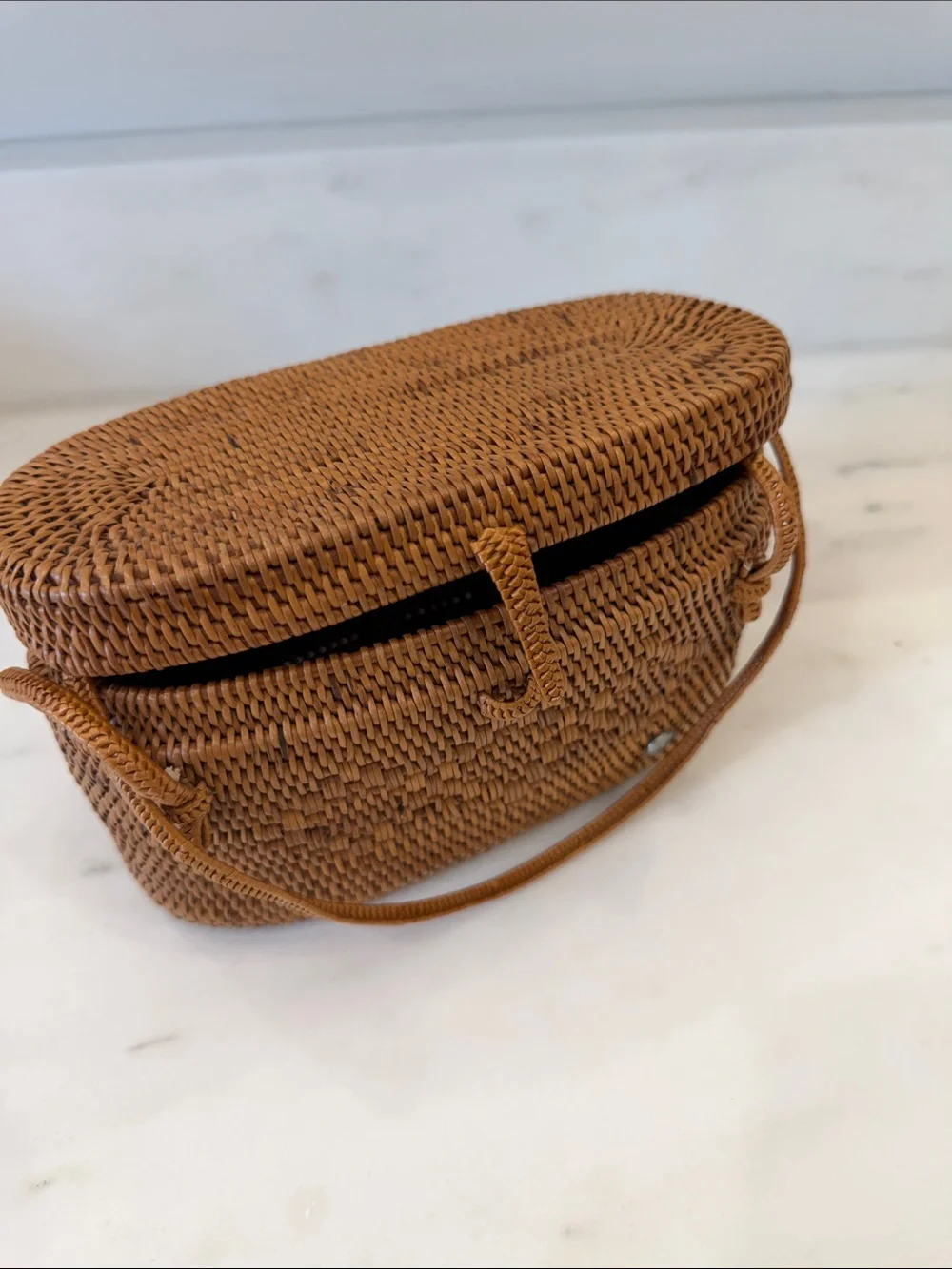Helen Kaminski Tan Woven Oval Crossbody